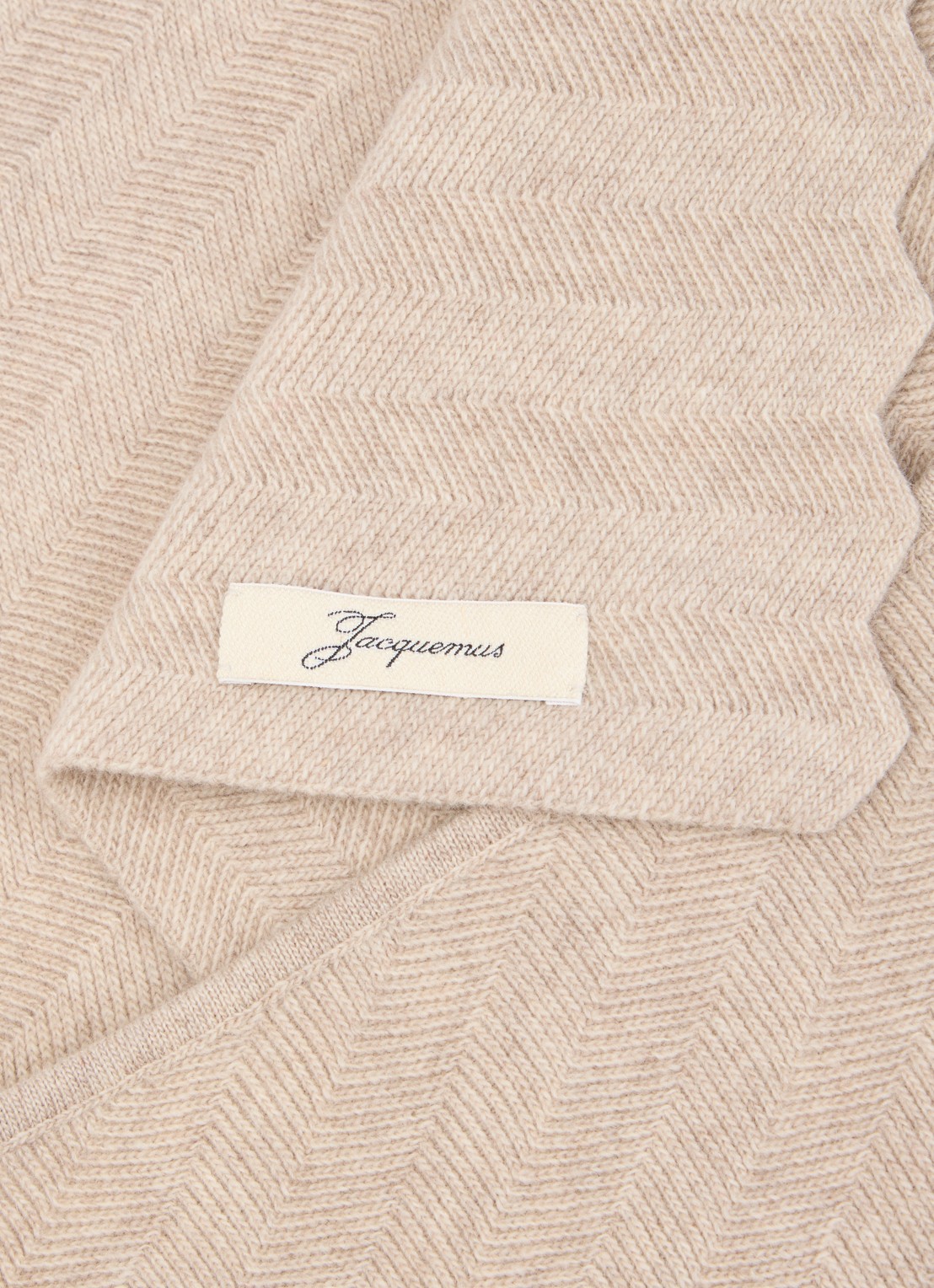 Jacquemus Chevron ribgebreide sjaal in kasjmierblend 160 x 50 cm - detail 2 beige
