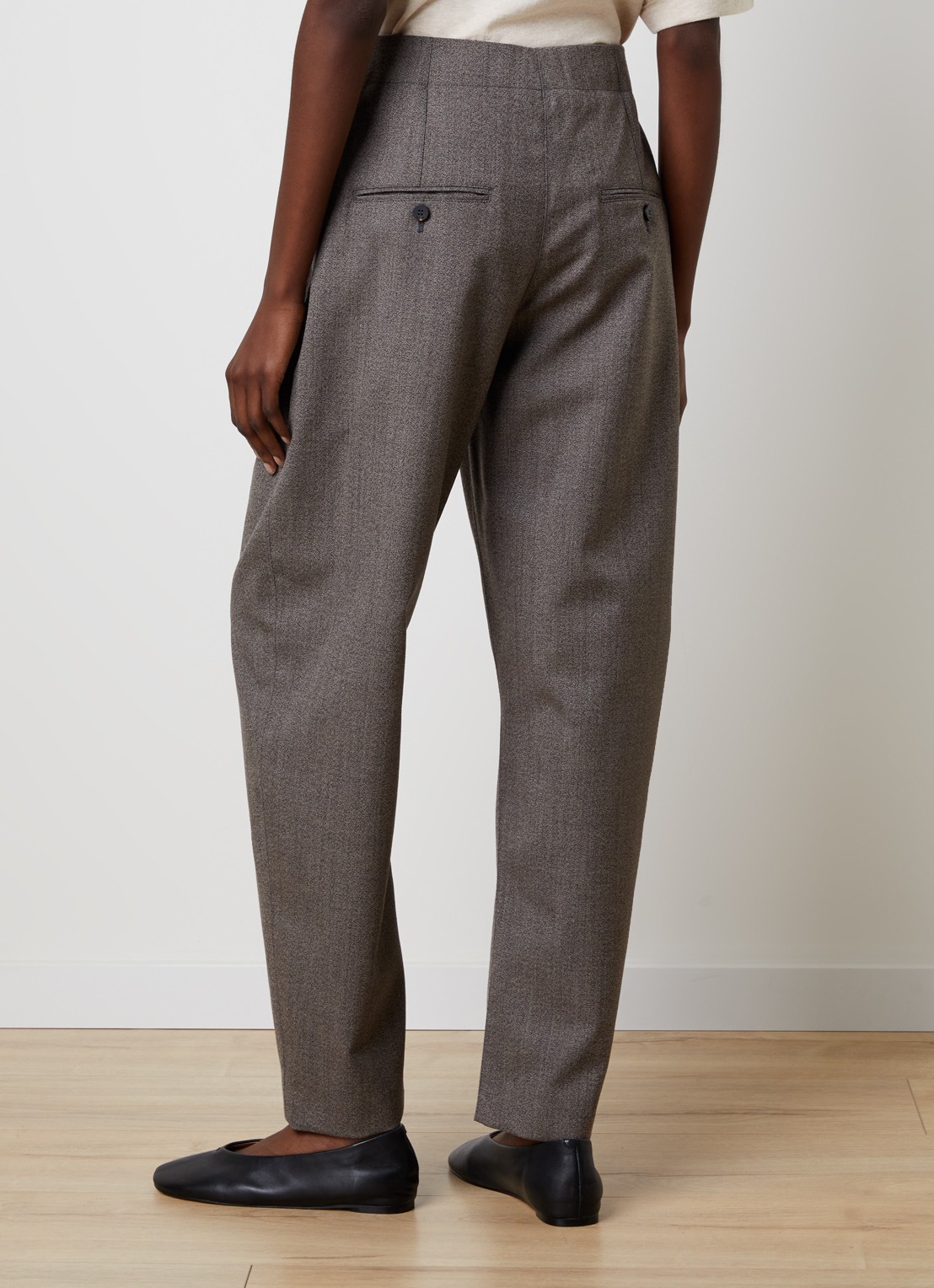 Jacquemus Citta high waist straight fit pantalon van scheerwol - achterkant 5 donkerbruin