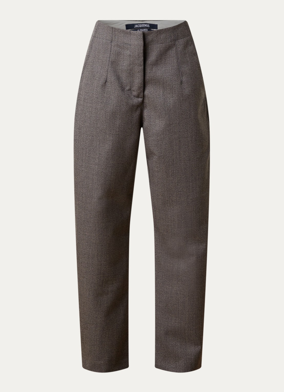 Jacquemus Citta high waist straight fit pantalon van scheerwol - voorkant 3 donkerbruin