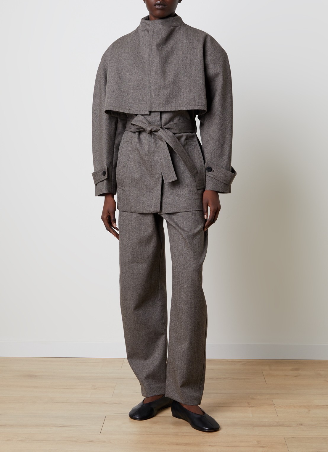 Jacquemus Citta high waist straight fit pantalon van scheerwol - voorkant 4 donkerbruin