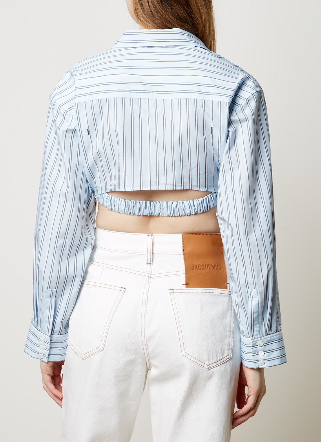 Jacquemus Cropped blouse met streepprint - achterkant 5 lichtblauw