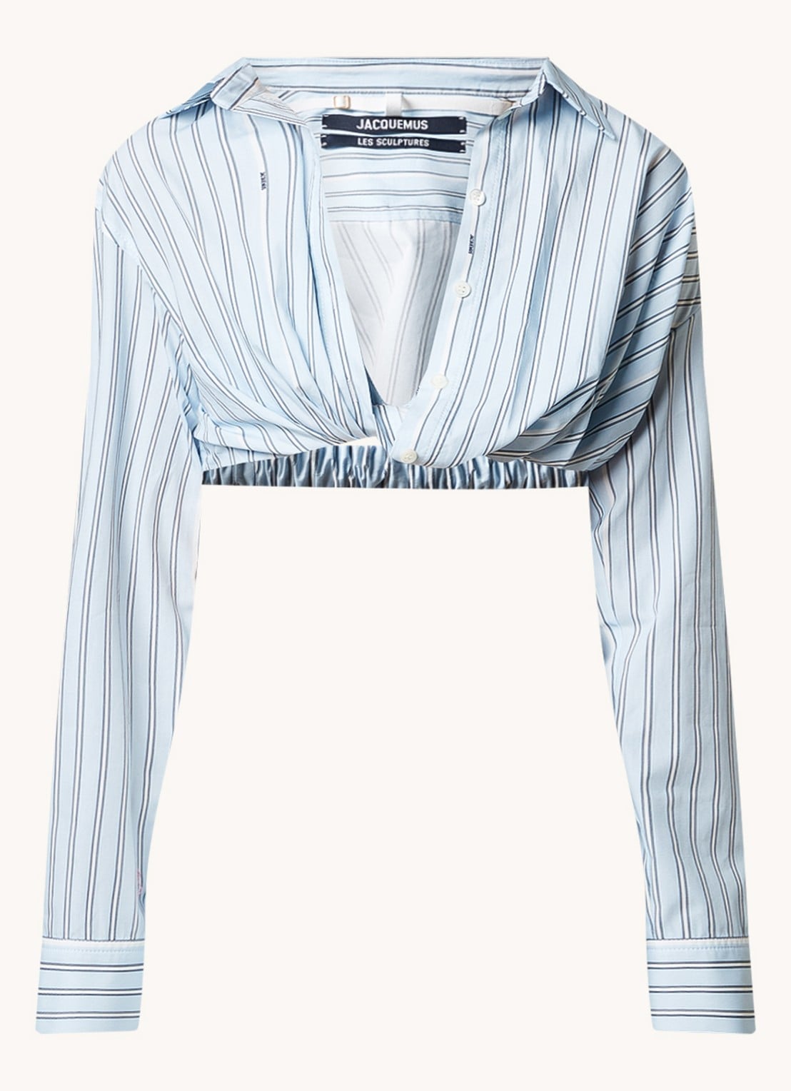 Jacquemus Cropped blouse met streepprint - voorkant lichtblauw