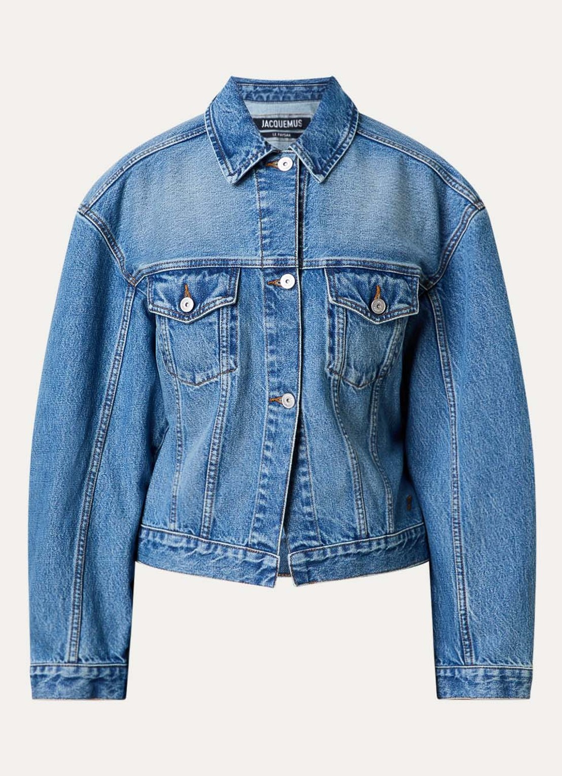 Jacquemus De-Nîmes spijkerjas met klepzakken - voorkant 2 blauw