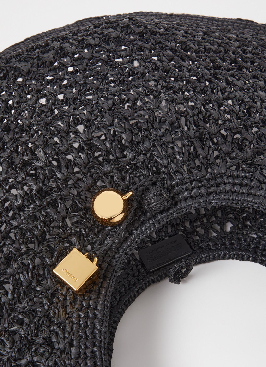 Jacquemus De Spaggia shopper van raffia - detail zwart
