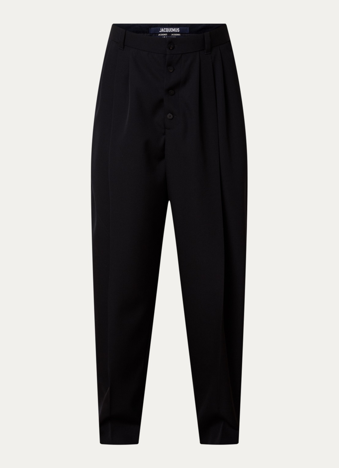 Jacquemus Fernando loose fit pantalon van wol met steekzakken - voorkant 4 zwart