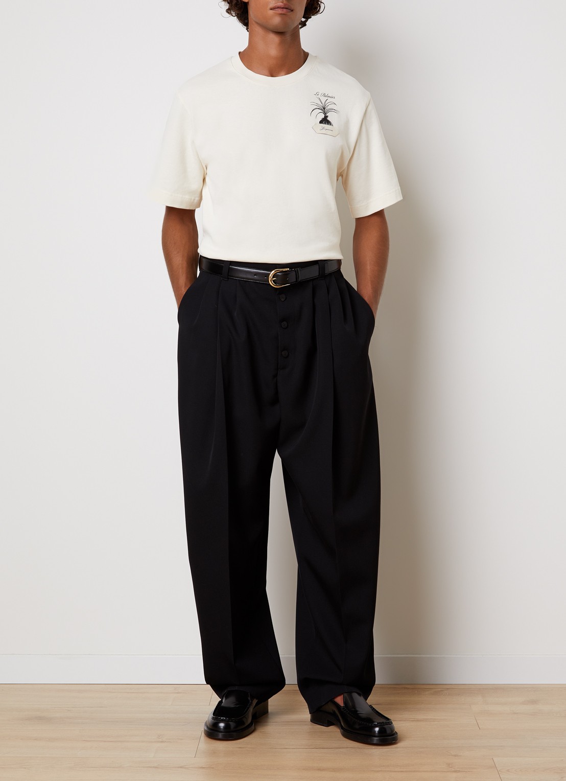 Jacquemus Fernando loose fit pantalon van wol met steekzakken - voorkant 5 zwart