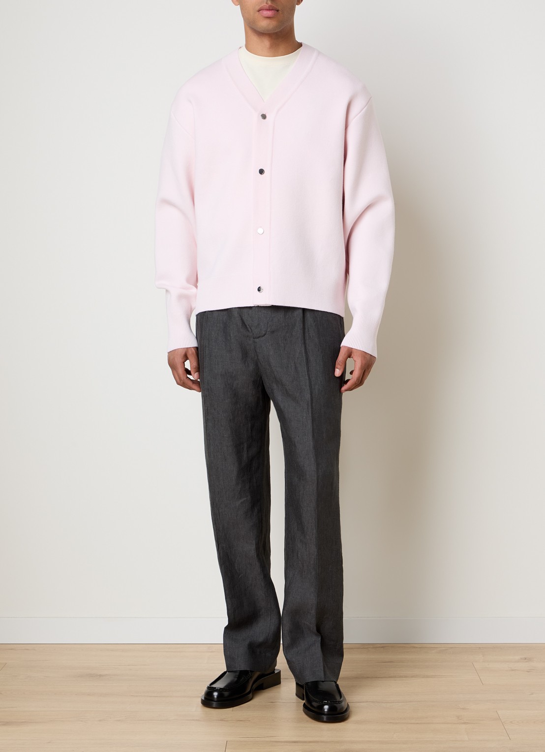 Jacquemus Fijngebreid vest in merino wolblend - voorkant 5 lichtroze