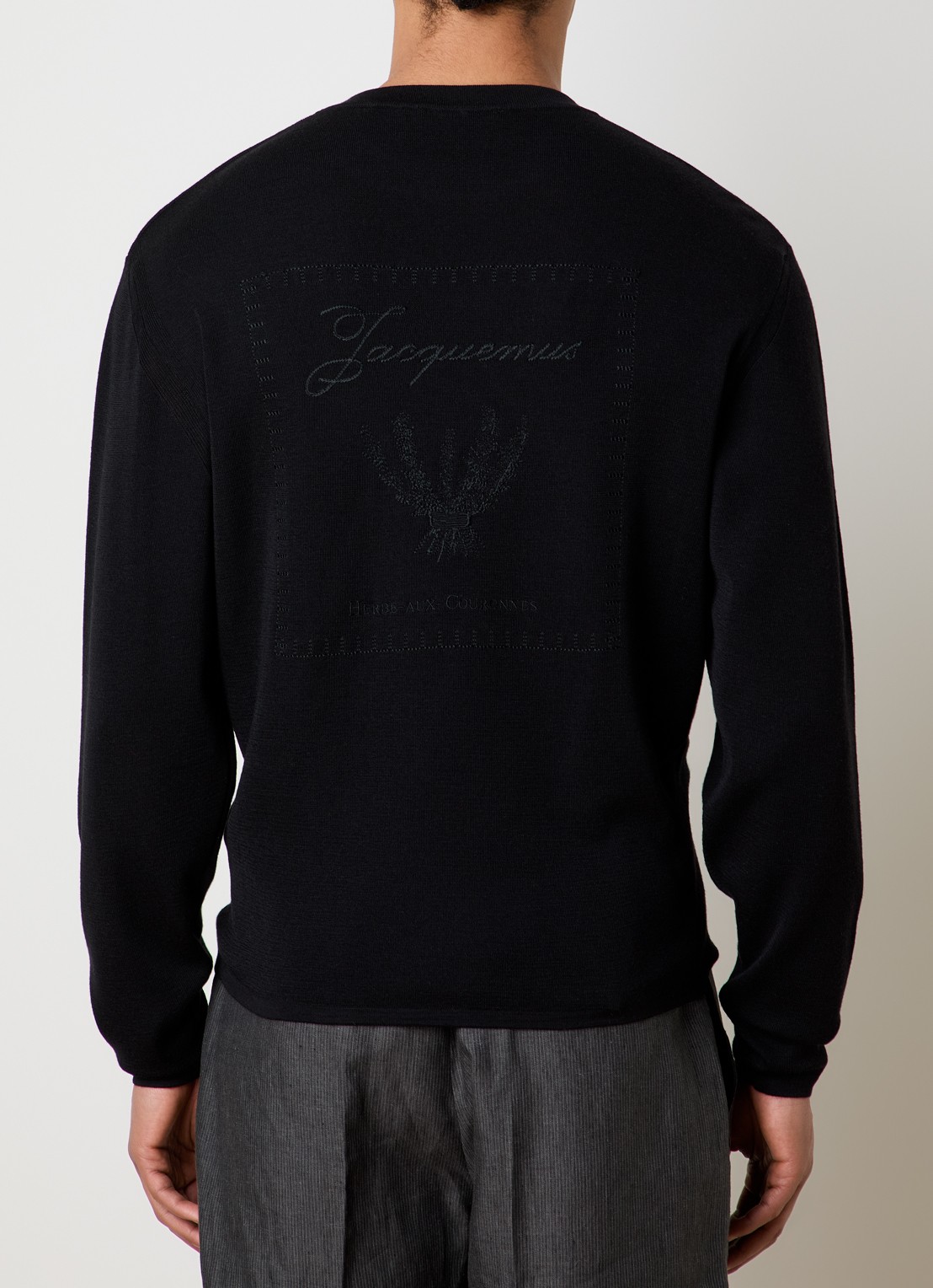 Jacquemus Fijngebreide pullover in zijdeblend met borduring - detail zwart