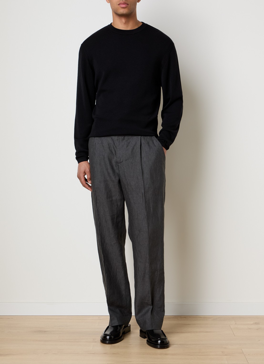 Jacquemus Fijngebreide pullover in zijdeblend met borduring - voorkant 5 zwart