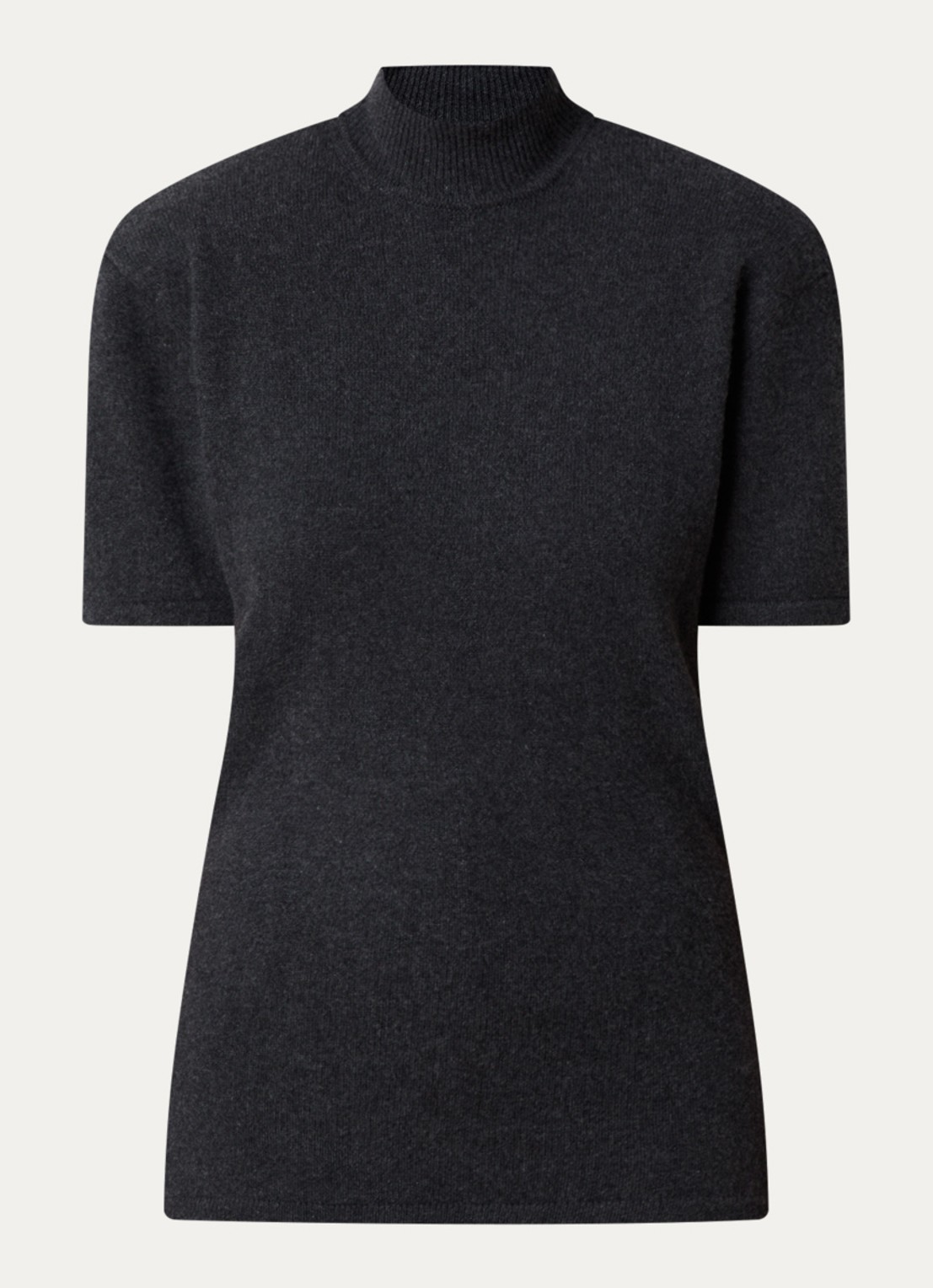Jacquemus Fijngebreide top in wolblend met schoudervulling - voorkant 2 donkergrijs