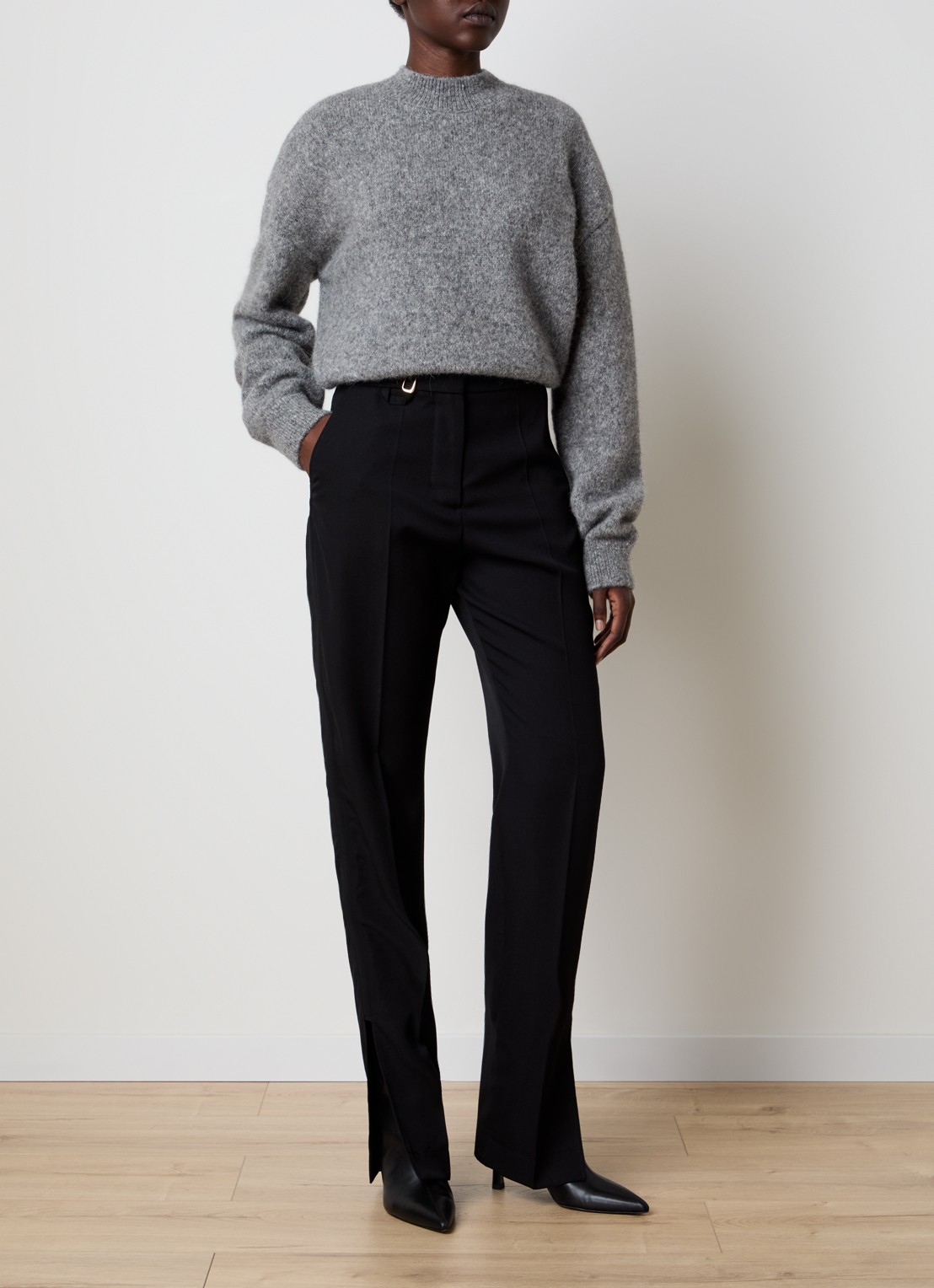 Jacquemus Fijngebreide trui in alpaca wolblend met backprint - voorkant 3 grijs