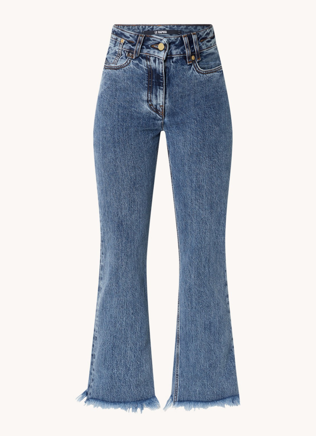 Jacquemus High waist flared fit cropped jeans met medium wassing - voorkant indigo
