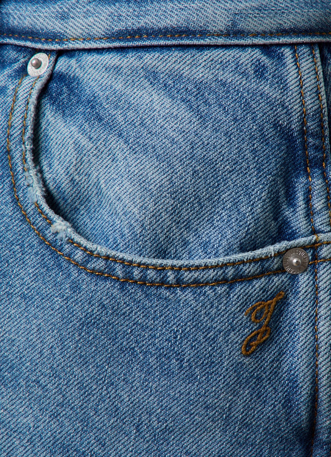 Jacquemus High waist wide fit jeans met medium wassing - detail 6 indigo