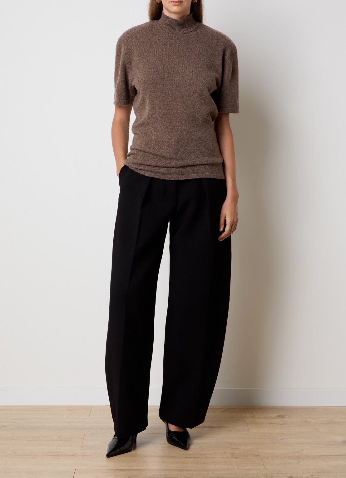 Jacquemus High waist wide fit pantalon met steekzakken - voorkant 4 zwart