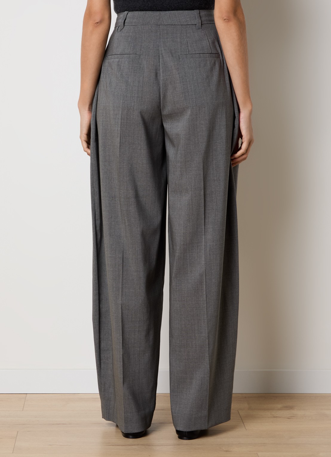 Jacquemus High waist wide fit pantalon van wol met steekzakken - achterkant grijs