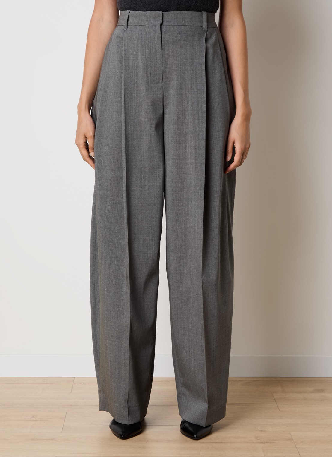 Jacquemus High waist wide fit pantalon van wol met steekzakken - detail 4 grijs