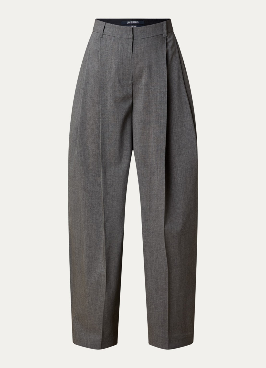 Jacquemus High waist wide fit pantalon van wol met steekzakken - voorkant 2 grijs