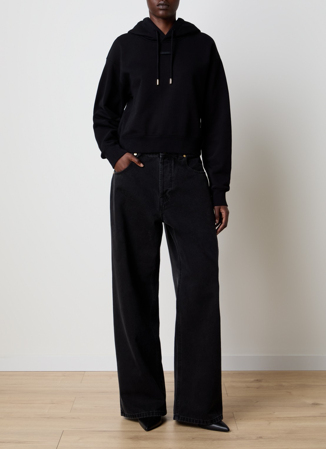 Jacquemus Hoodie met logo - voorkant 3 zwart