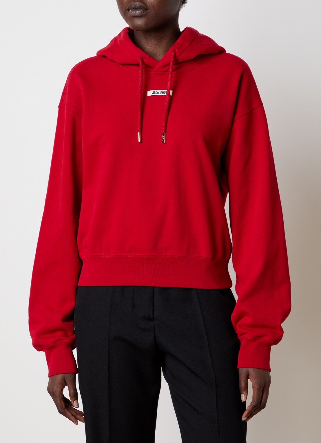 Jacquemus Hoodie met logo - detail 4 donkerrood