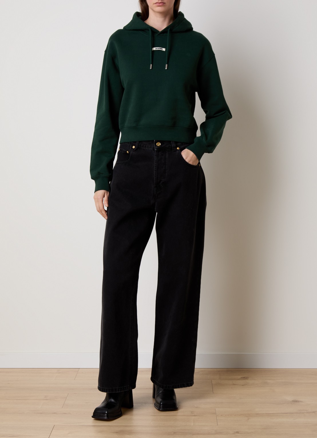 Jacquemus Hoodie met logo - voorkant 3 donkergroen
