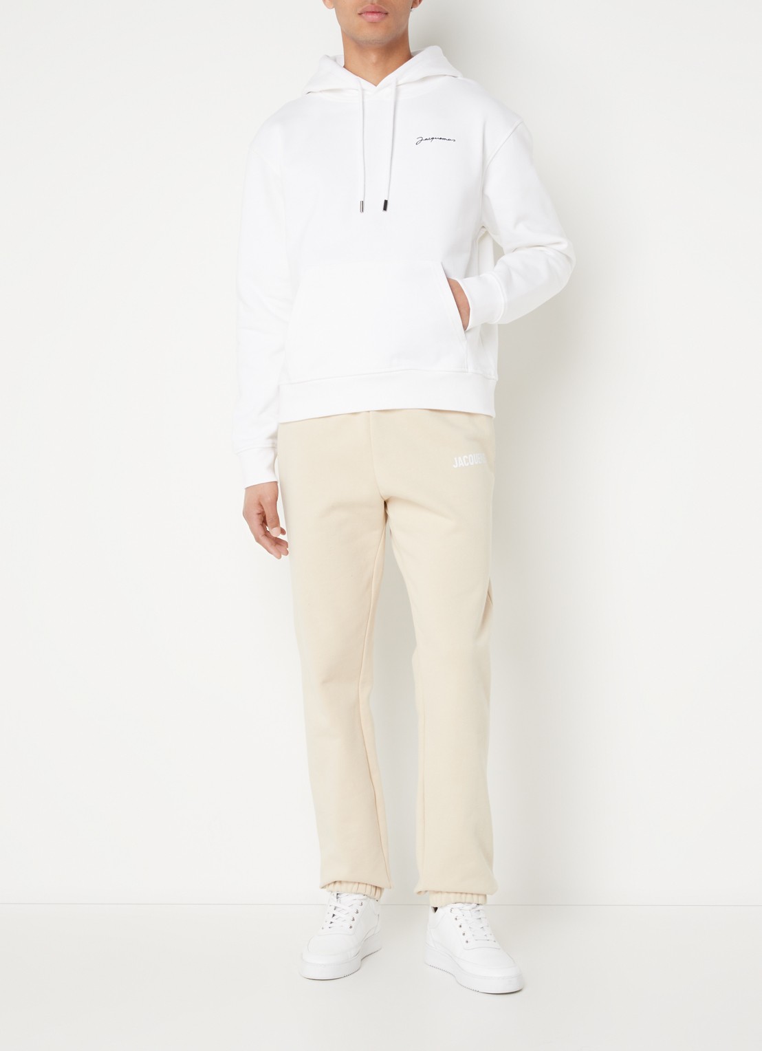 Jacquemus Hoodie van  katoen met logoborduring - voorkant 6 wit