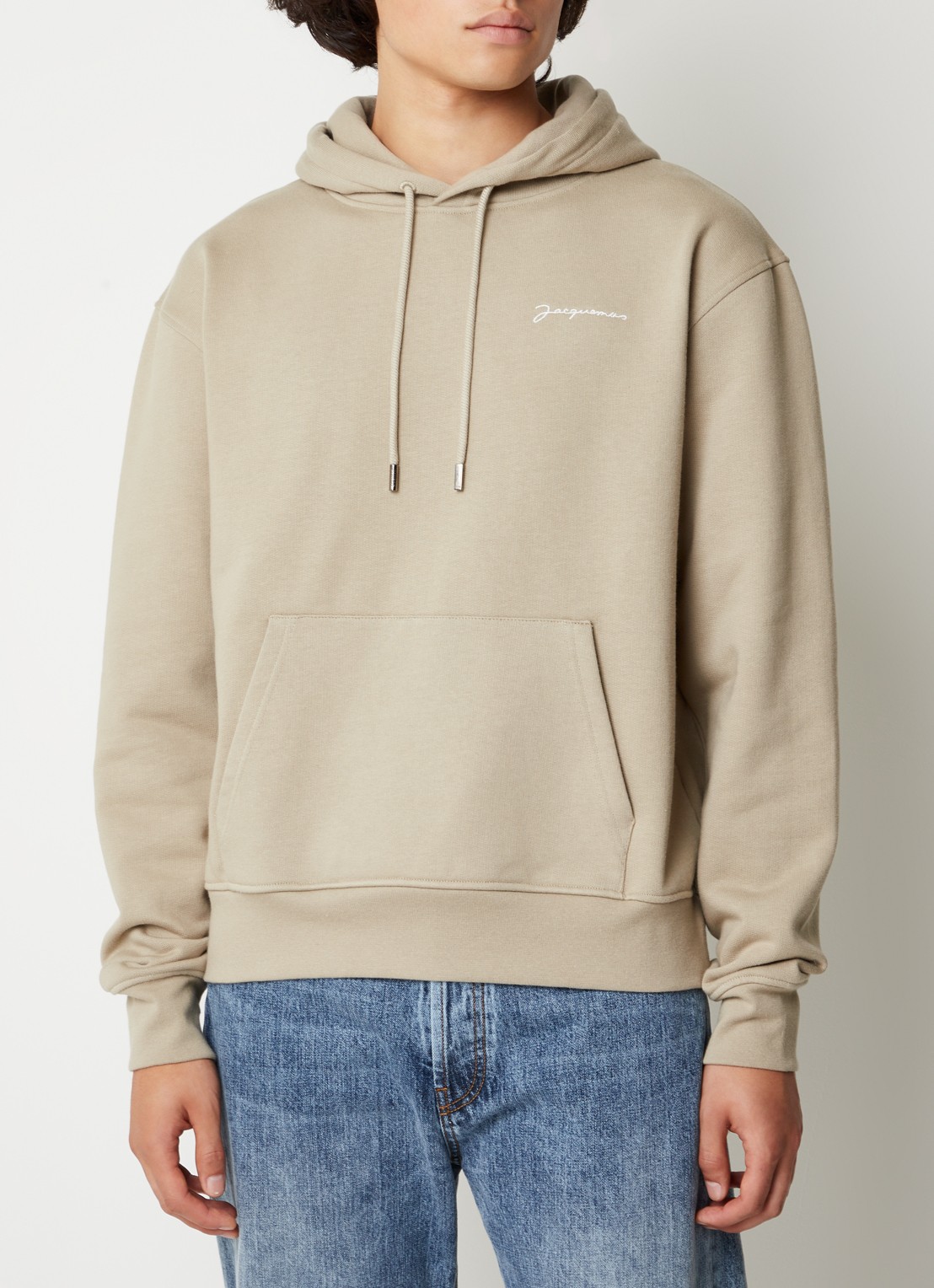 Jacquemus Hoodie van  katoen met logoborduring - detail 3 khaki