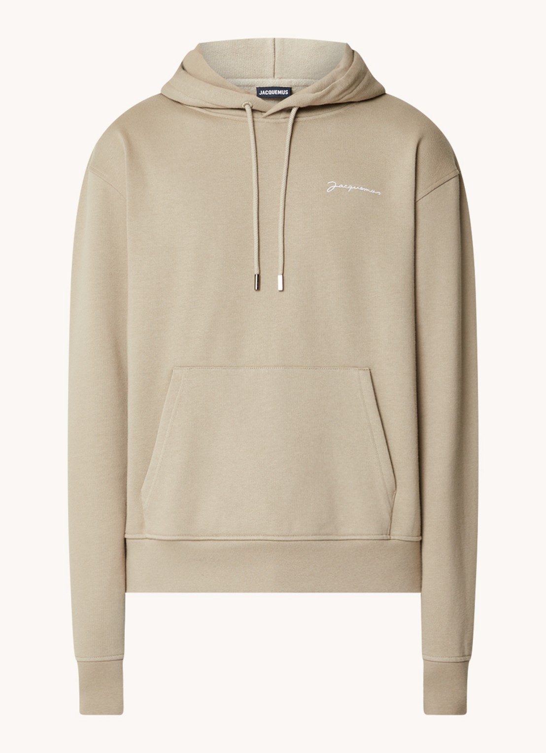 Jacquemus Hoodie van  katoen met logoborduring - voorkant khaki
