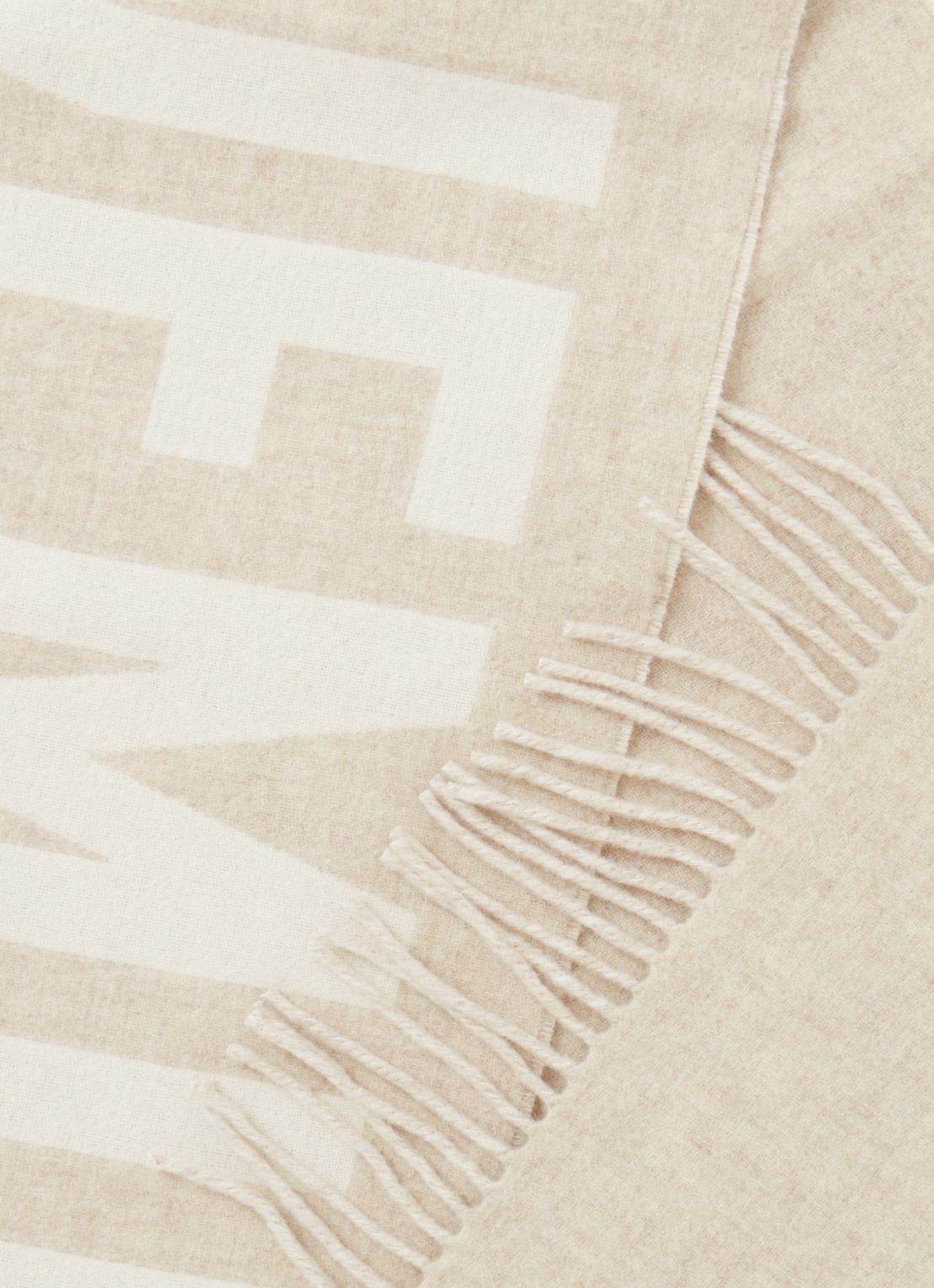 Jacquemus L'Echarpe sjaal van wol met logo 180 x 35 cm - detail beige