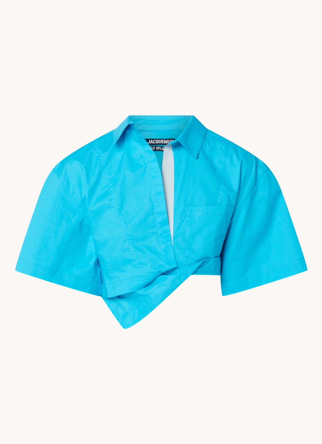 Jacquemus La Chemise Capri crop top in linnenblend - voorkant 2 turquoise