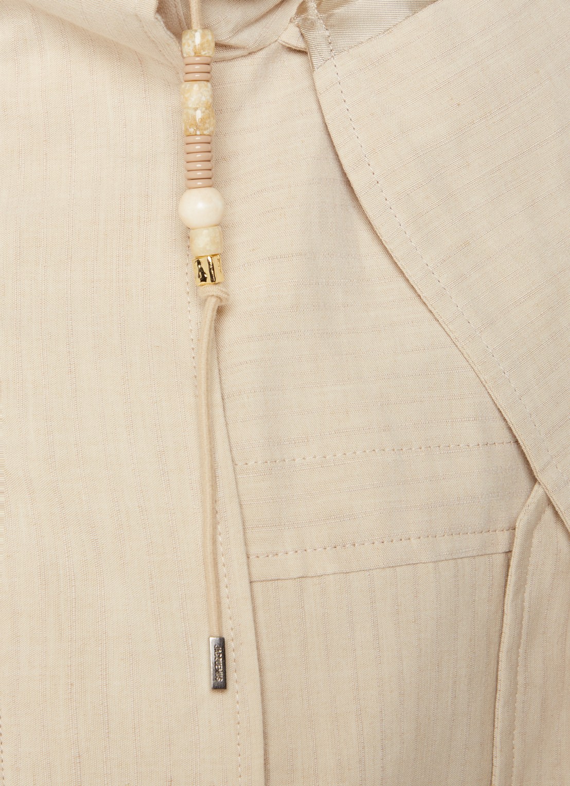 Jacquemus La Parka Raphia cropped parka met ritszakken - detail 6 donkerbeige