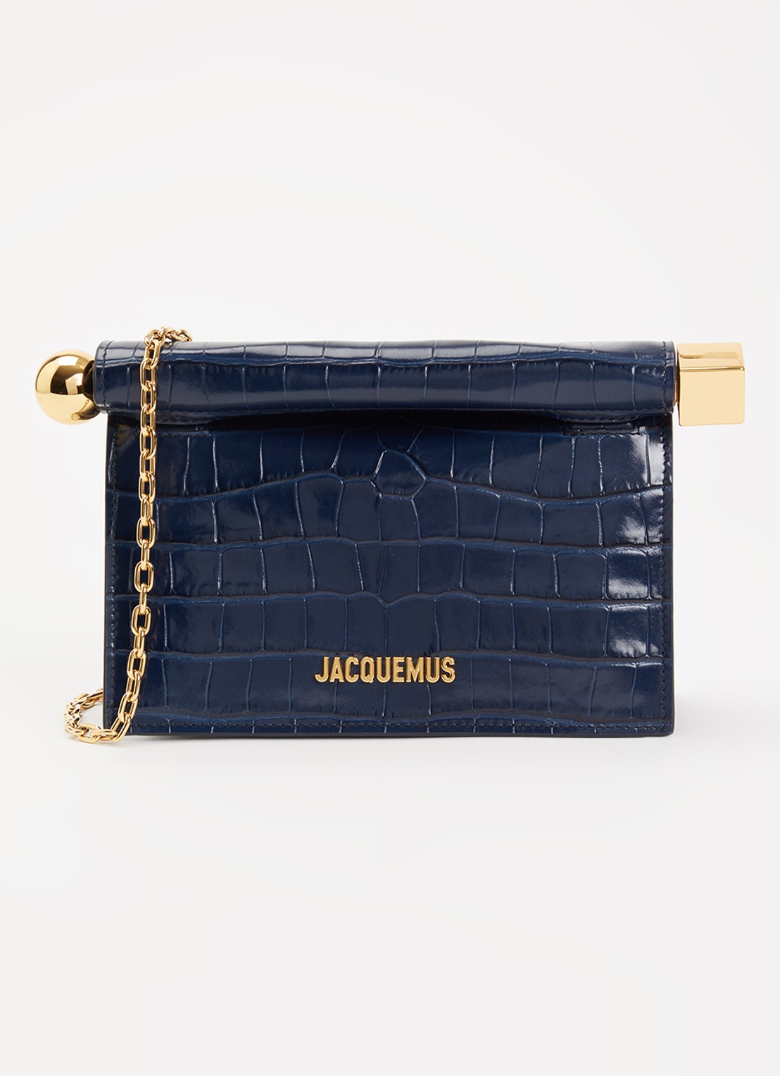 Jacquemus La Petite clutch van leer - voorkant donkerblauw