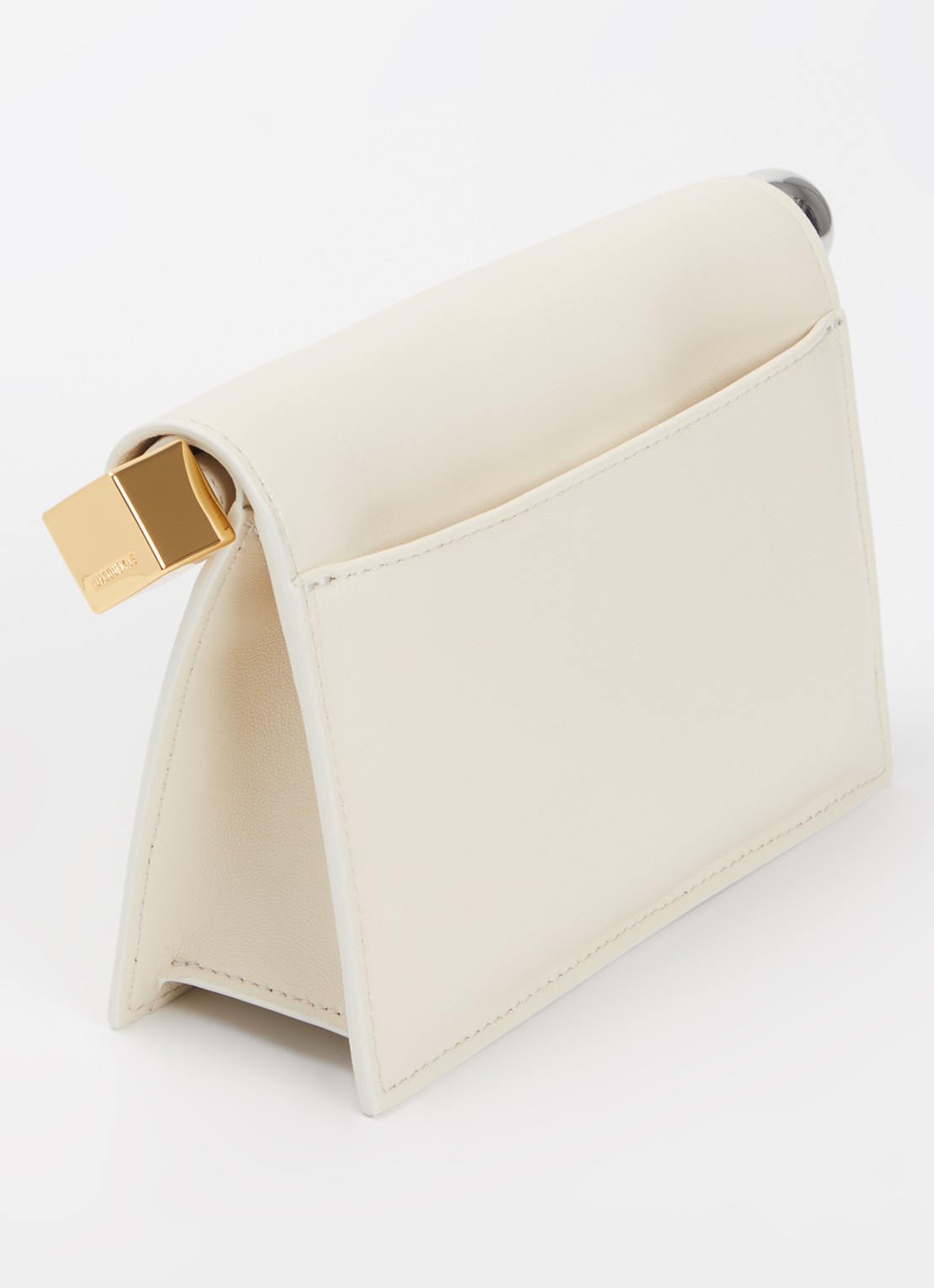 Jacquemus La Petite Rond Carré clutch van lamsleer - achterkant ivoor