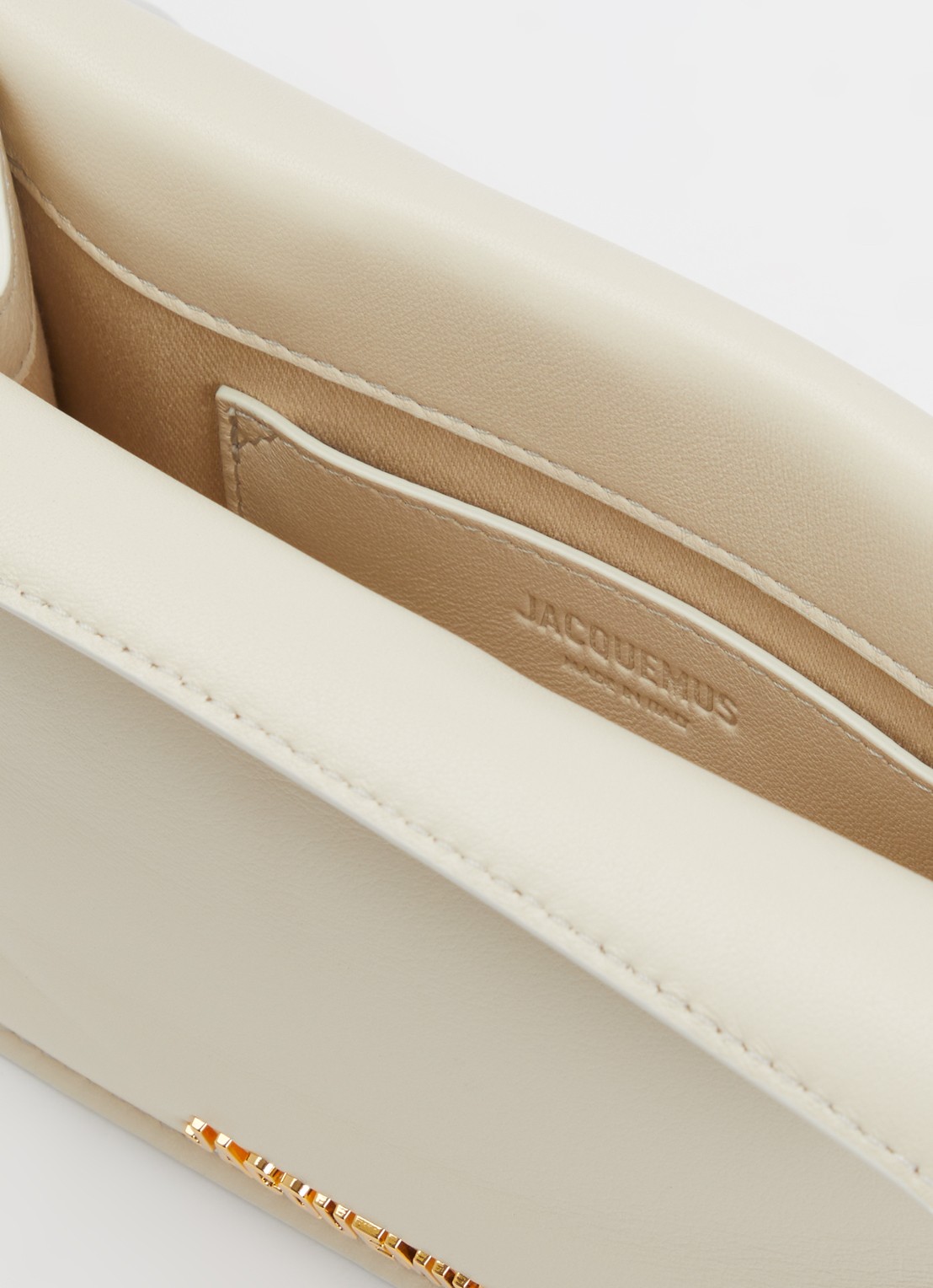 Jacquemus La Petite Rond Carré clutch van lamsleer - detail 3 ivoor