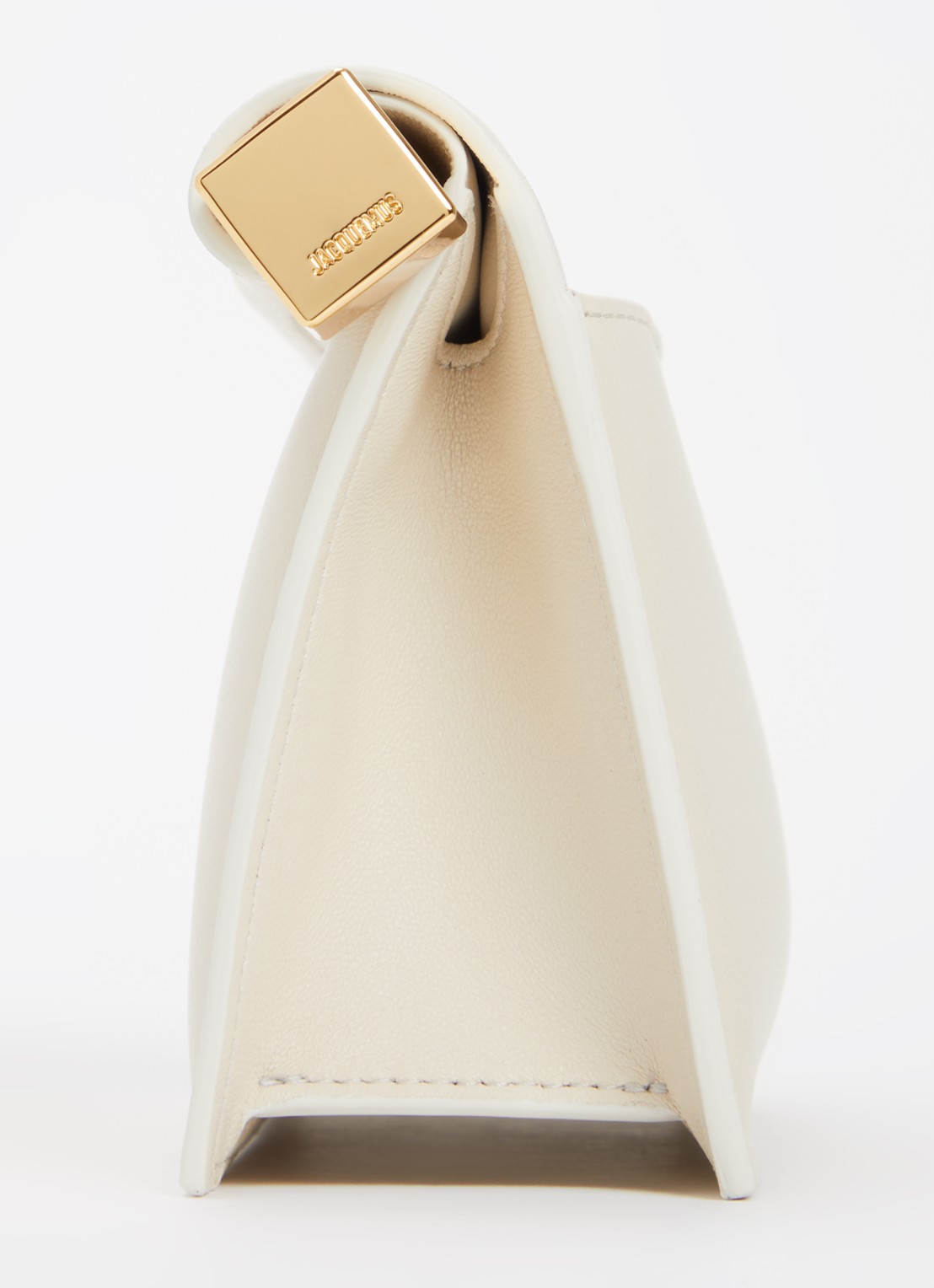 Jacquemus La Petite Rond Carré clutch van lamsleer - detail 4 ivoor