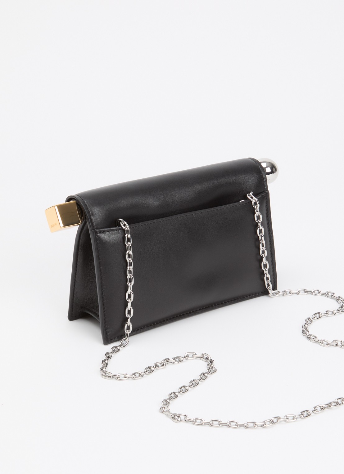 Jacquemus La Petite Rond Carré clutch van lamsleer - achterkant zwart