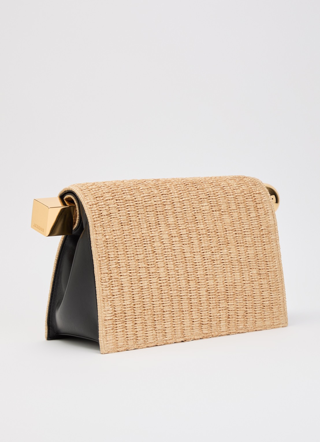 Jacquemus La Pochette Rond Carré clutch met details van lamsleer - achterkant beige