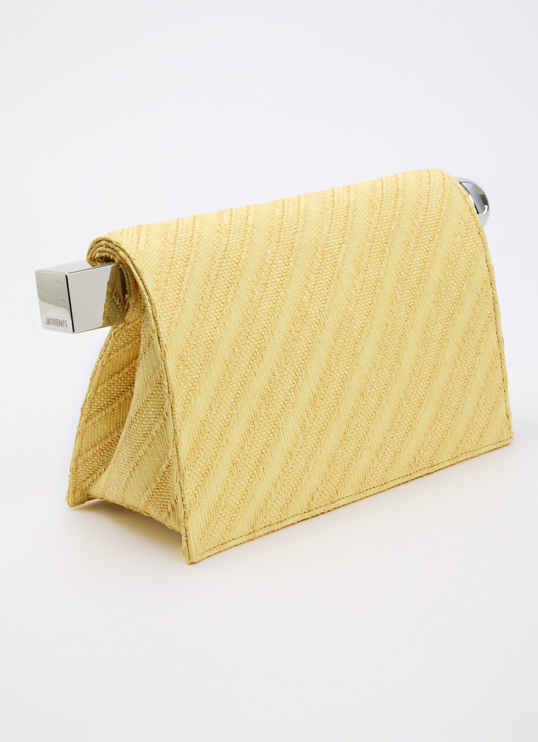Jacquemus La Pochette Rond Carré clutch met leren details en logo - achterkant 6 lichtgeel