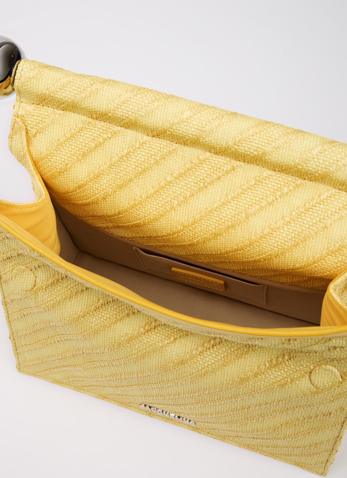 Jacquemus La Pochette Rond Carré clutch met leren details en logo - detail 2 lichtgeel