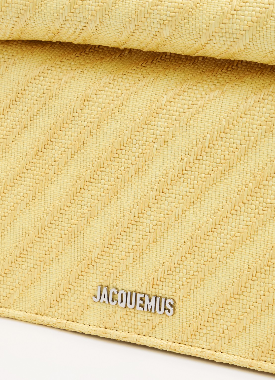Jacquemus La Pochette Rond Carré clutch met leren details en logo - detail 4 lichtgeel