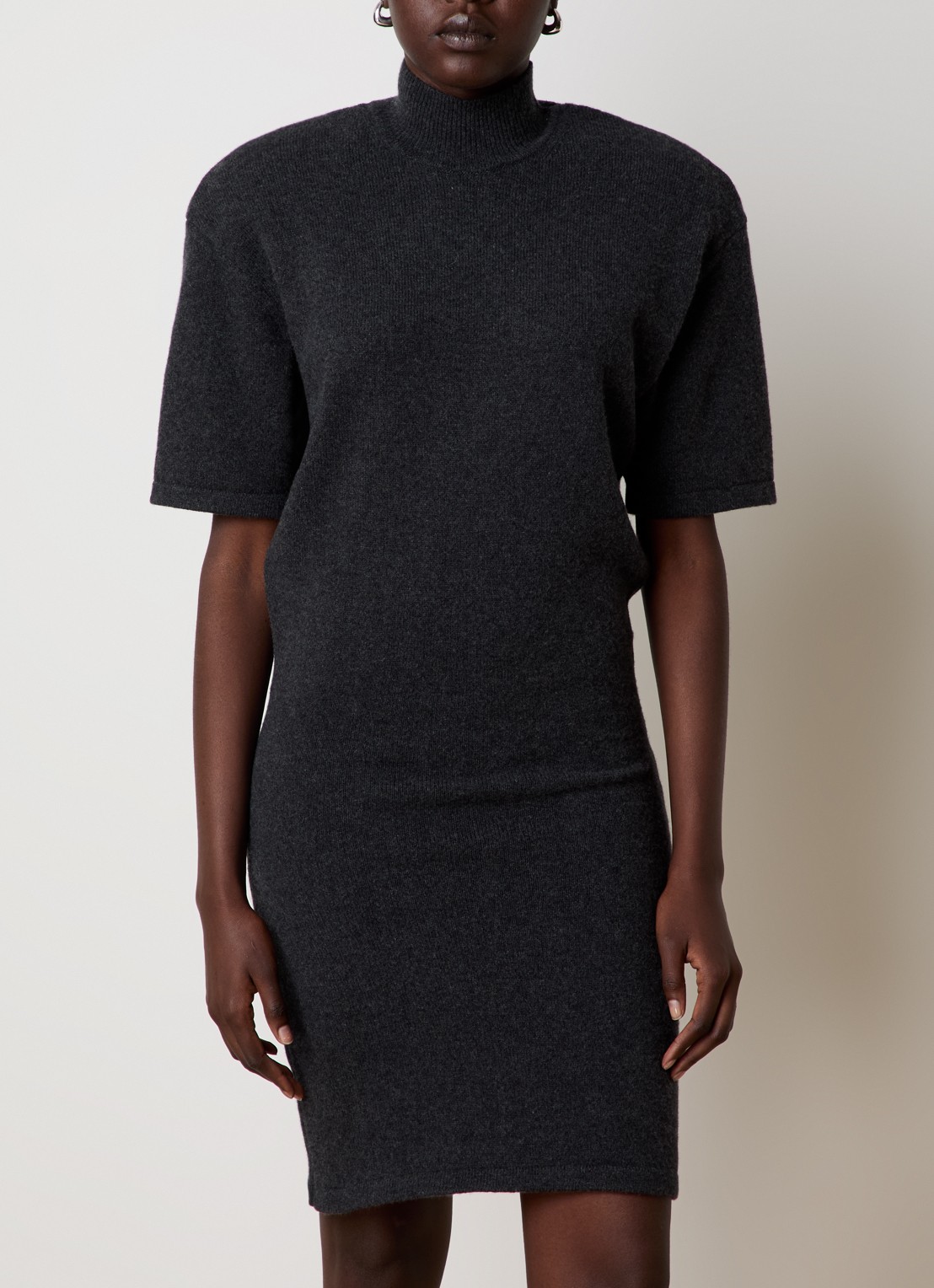 Jacquemus La Robe mini jurk in wolblend met schoudervulling - achterkant 3 donkergrijs