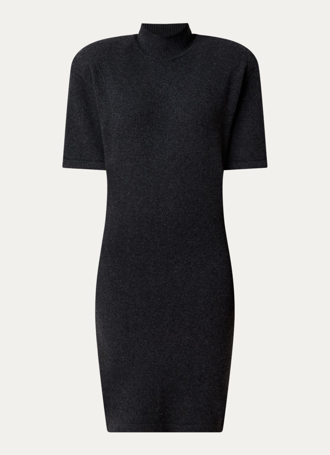 Jacquemus La Robe mini jurk in wolblend met schoudervulling - voorkant donkergrijs