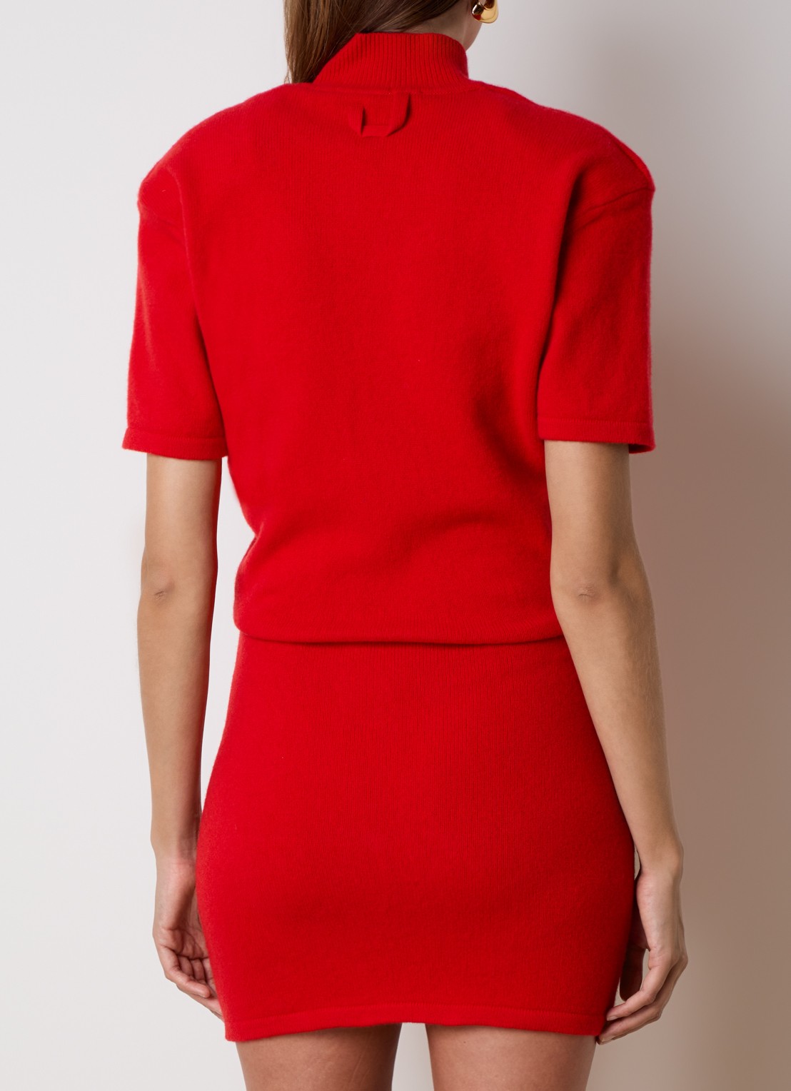 Jacquemus La Robe mini jurk in wolblend met schoudervulling - achterkant rood