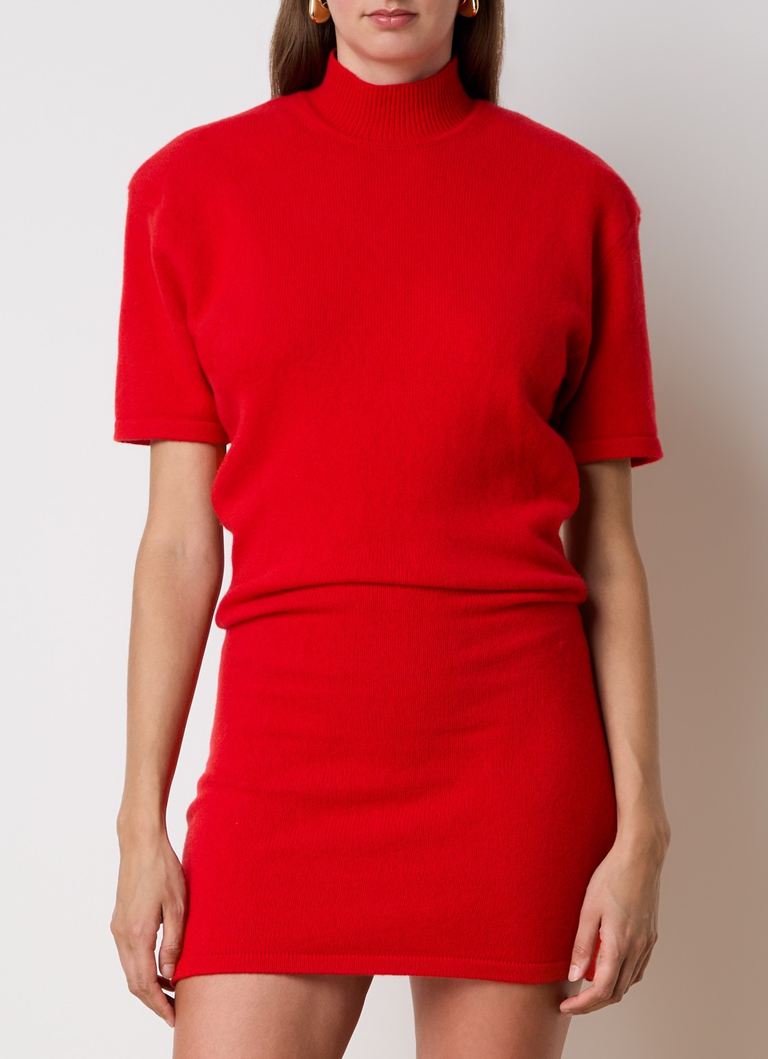 Jacquemus La Robe mini jurk in wolblend met schoudervulling - detail 4 rood