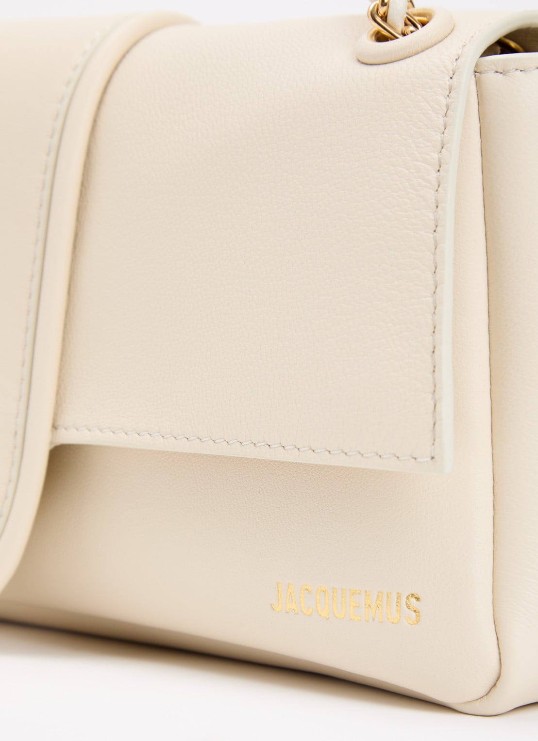 Jacquemus Le Bambino Chaine schoudertas van lamsleer met verstelbare schouderriem - detail 5 ivoor