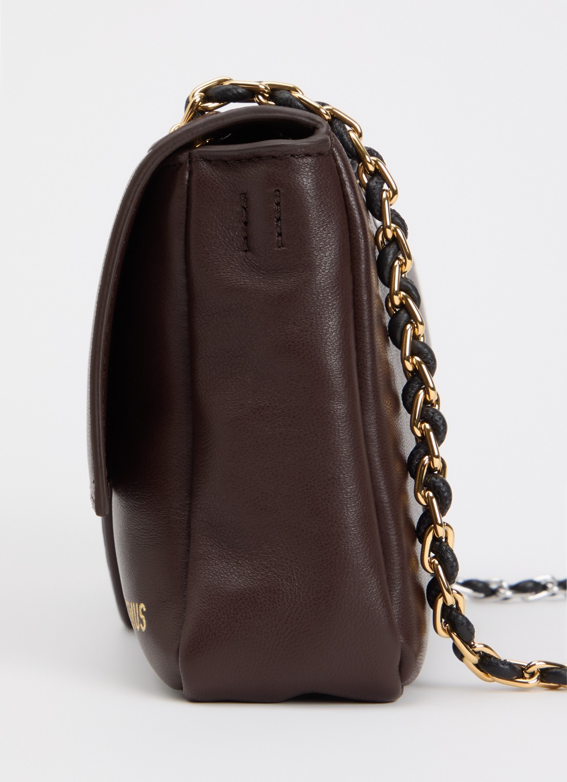 Jacquemus Le Bambino Chaine schoudertas van lamsleer met verstelbare schouderriem - detail 2 donkerbruin