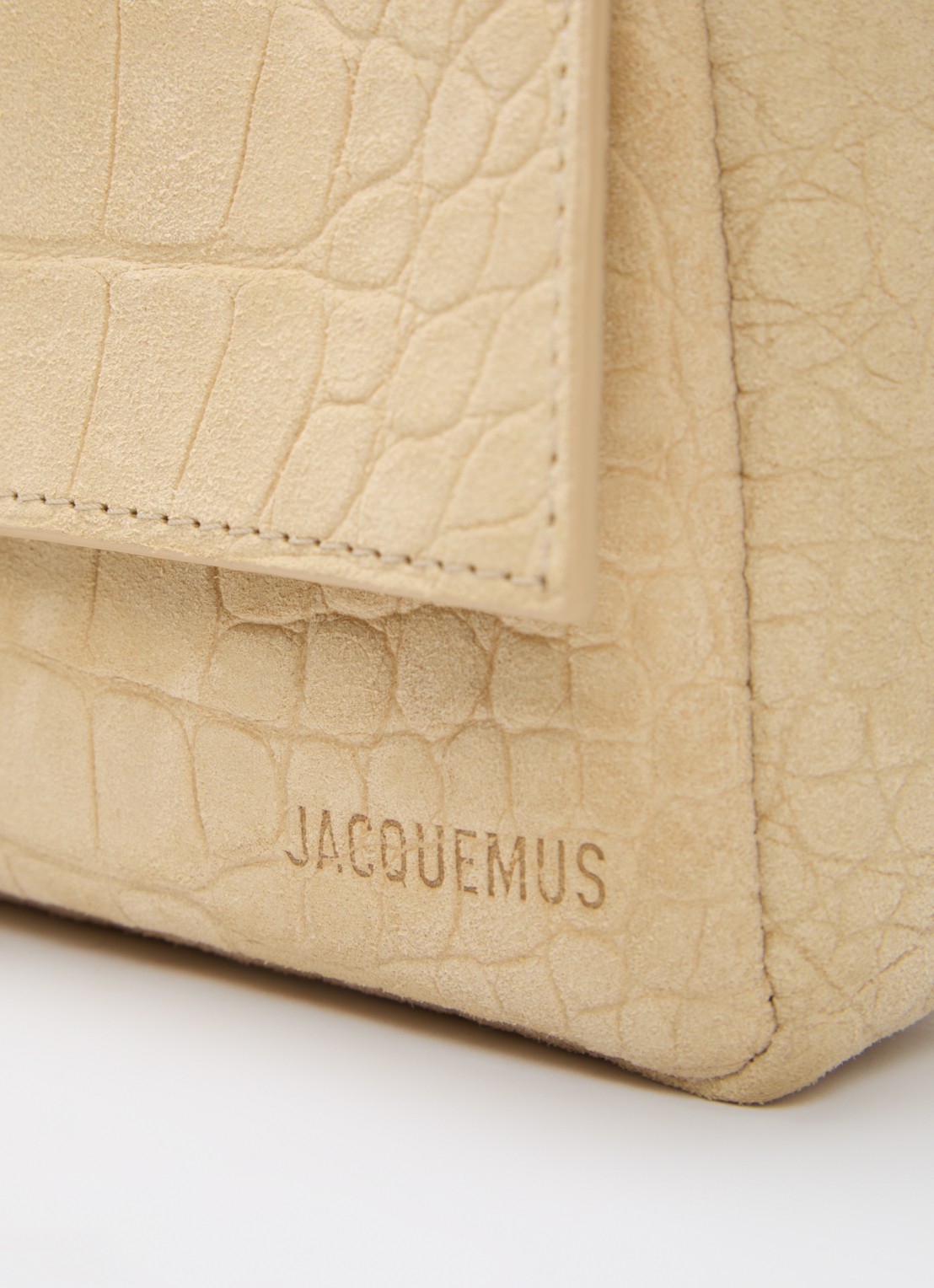 Jacquemus Le Bambino crossbodytas van kalfssuède met crocostructuur - detail 4 beige