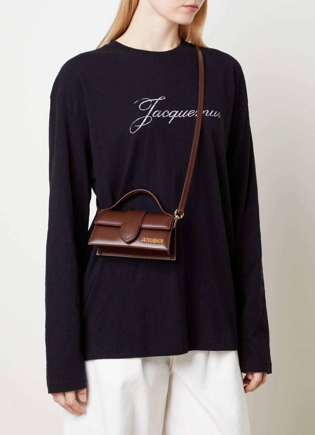 Jacquemus Le Bambino handtas van leer met afneembare schouderriem  - voorkant 7 bruin