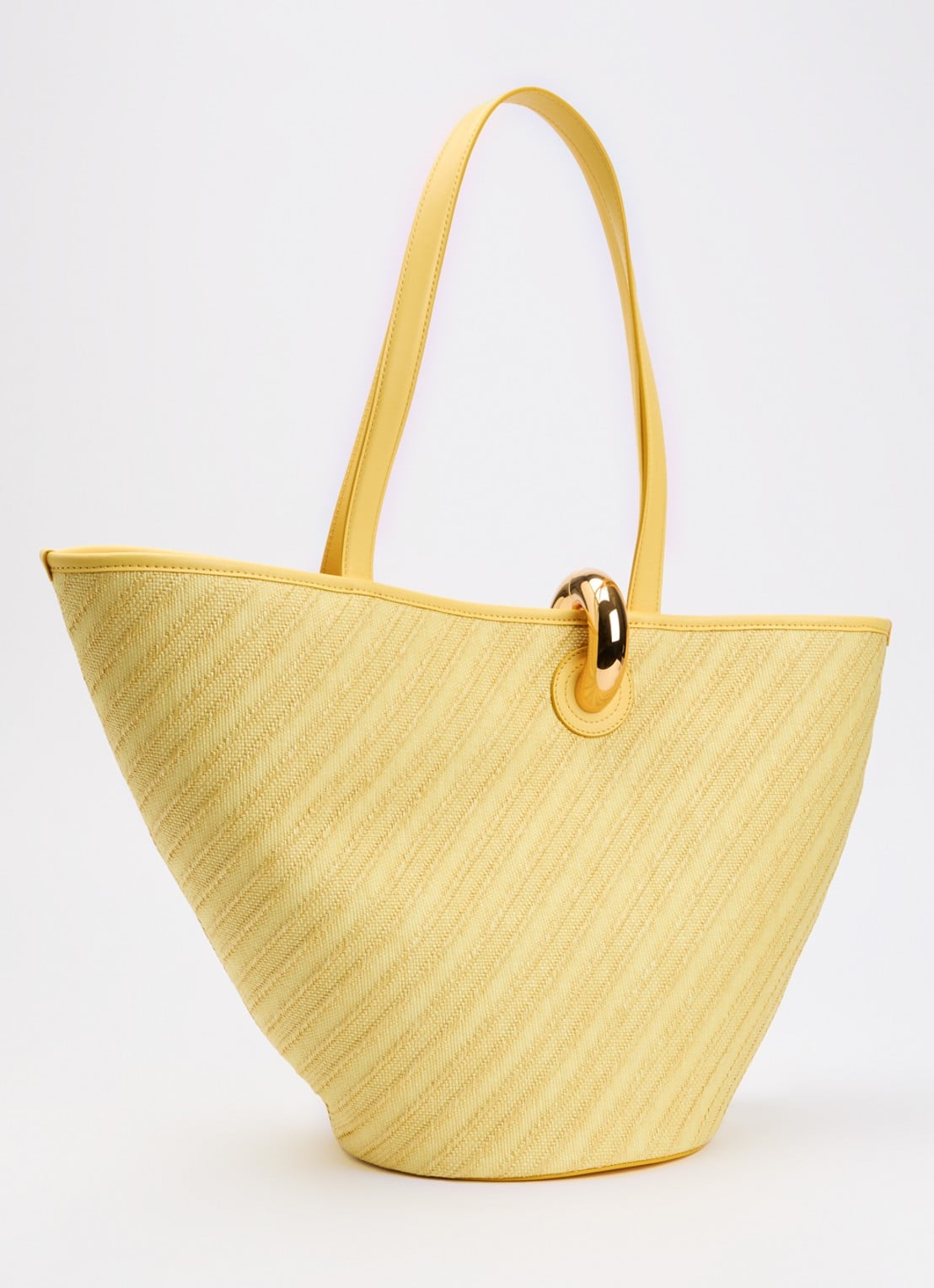 Jacquemus Le Bambola schoudertas met leren details en logo - achterkant 6 geel