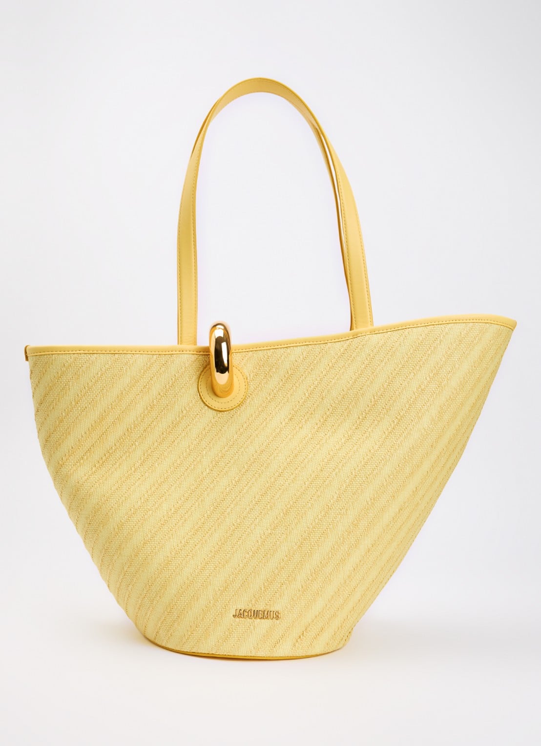 Jacquemus Le Bambola schoudertas met leren details en logo - voorkant 5 geel
