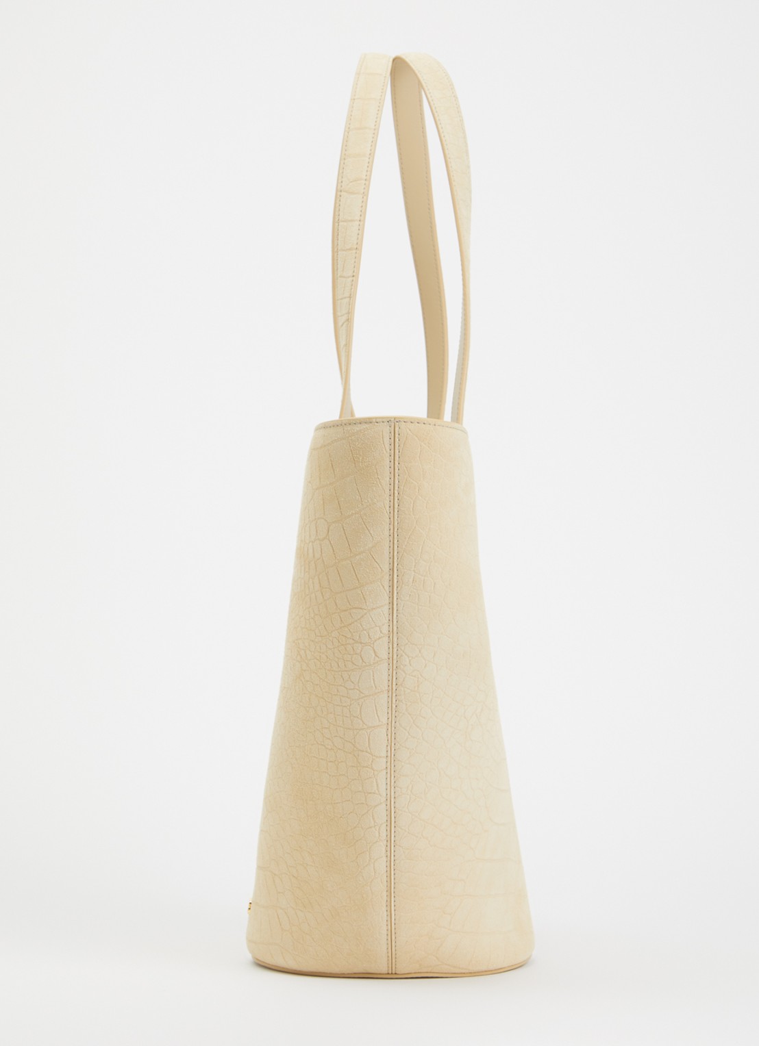 Jacquemus Le Bambola schoudertas van kalfssuède met crocostructuur - detail 3 beige